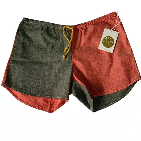 Aquarius Cocktail Clothing (AQC) Color Blocked Drawstring Chambray Boxer Shorts - Picture 1 of 7